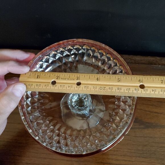 Diamond Point Ruby Red Indiana Glass Compote Pedestal Candy Dish - Picture 7 of 9